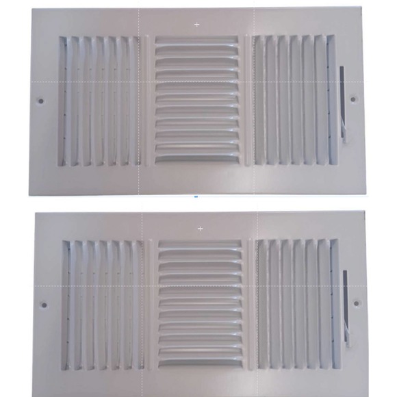 2-PK 12" x 6" 3-Way Steel Wall / Ceiling Registers, White, No Package or Screws - Picture 1 of 8